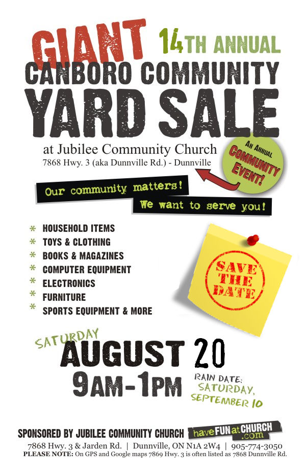 2022 Dunnville Community Yard Sale Information Poster