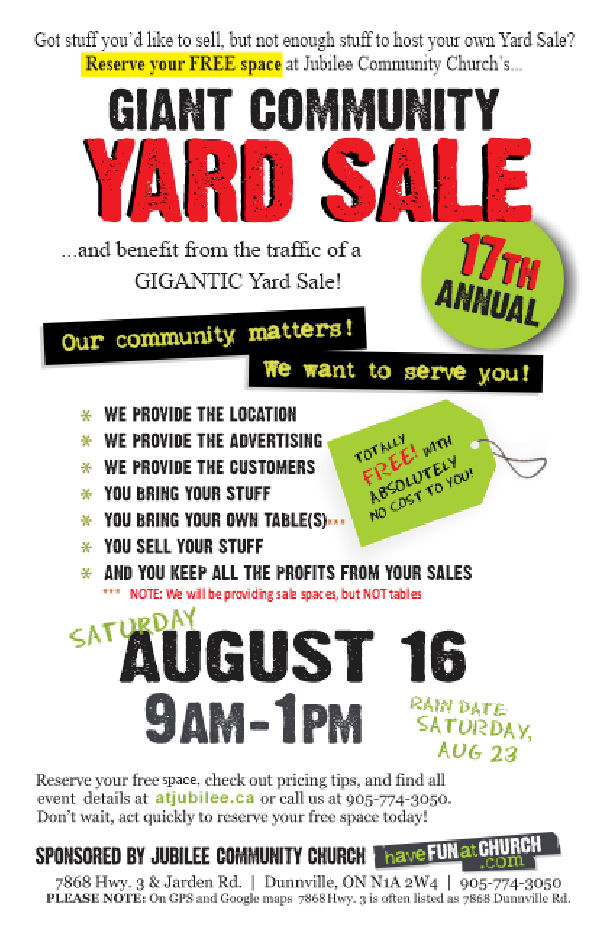 2025 Dunnville Community Yard Sale Information Poster
