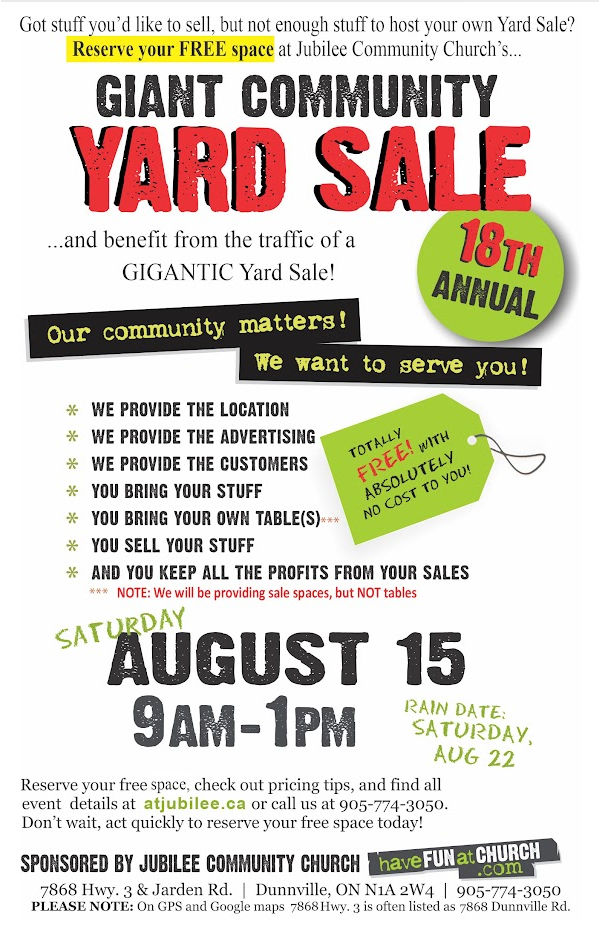 2026 Dunnville Haldimand Community Yard Sale Information Poster